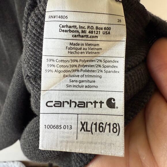 Carhartt Size XL Gray Waffle knit pullover top with cuff button detail A++ - Picture 5 of 10